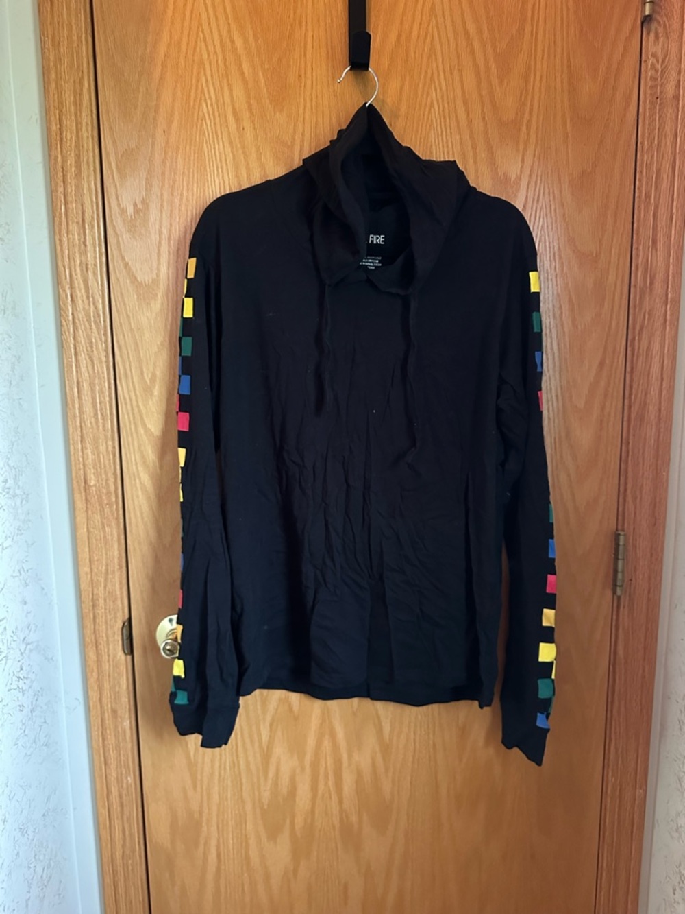 Black Long-Sleeve Hoodie with Color Accents